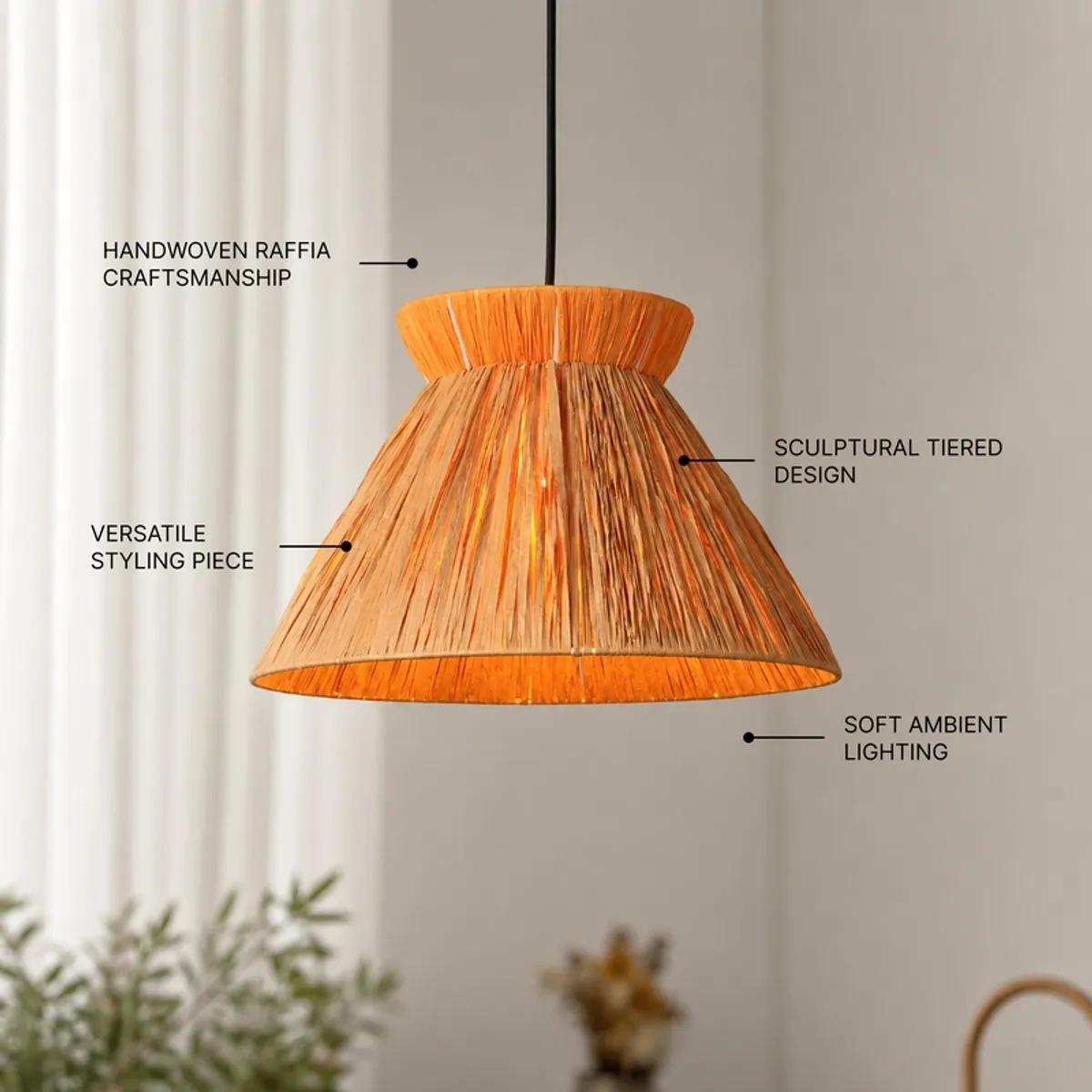 Styled pendant lamp with callout graphics around the shade