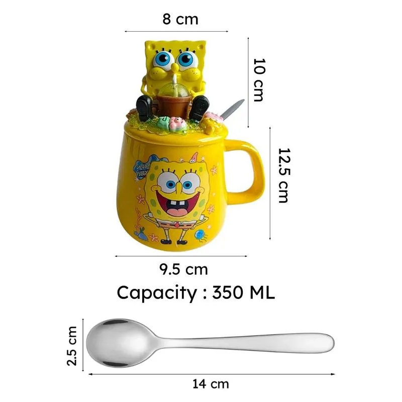Splash SpongeBob Ceramic Coffee Mug With Lid (350 mL) media 10