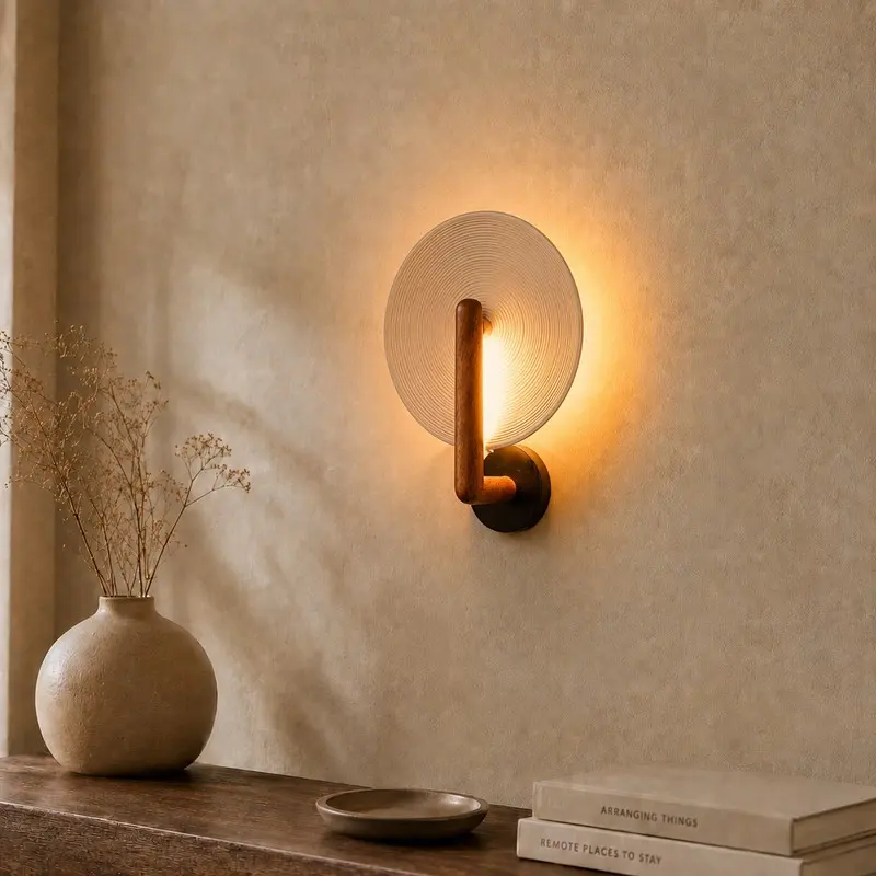 Halo Grain Wood Wall Lamp