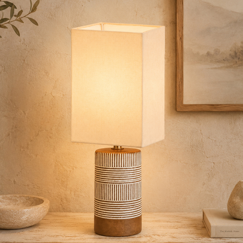 Monochrome Ceramic Table Lamp - Brown