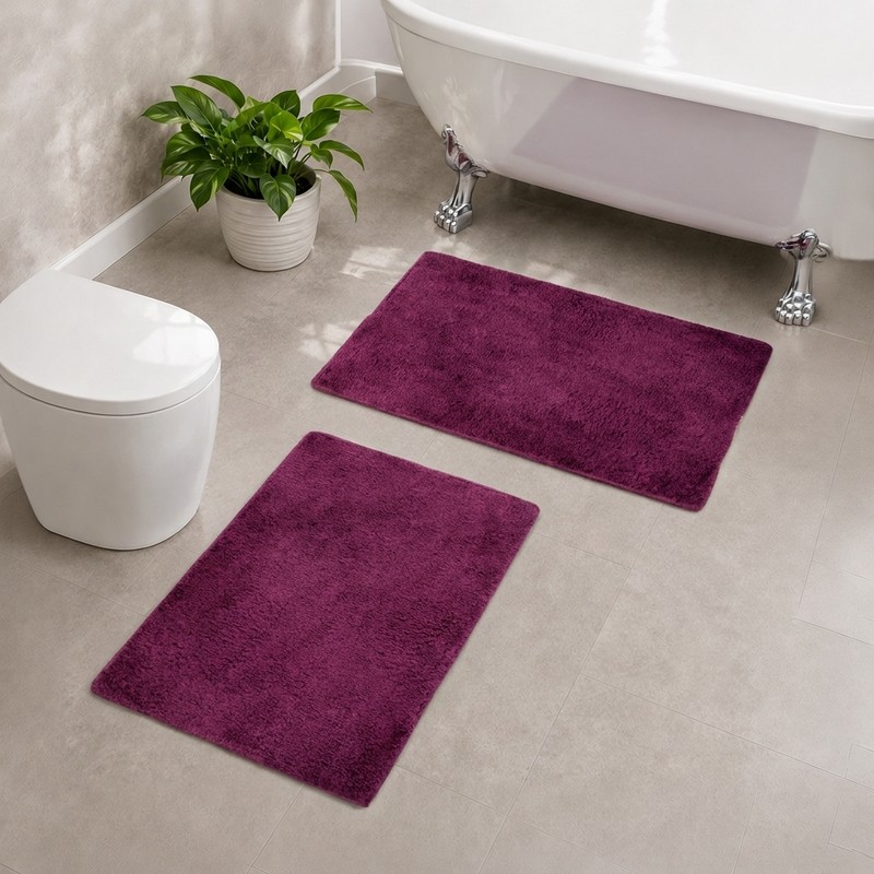CozyStep Anti Skid Bath Mat (Purple) - Set of Two - 40 x 60 cms