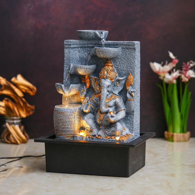 Anant Cascade Ganesha LED Water Fountain - Grey