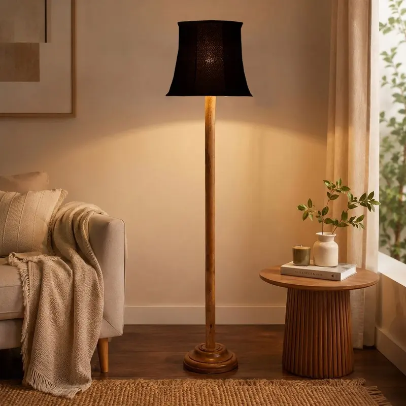 Noir Elegance Cotton Floor Lamp