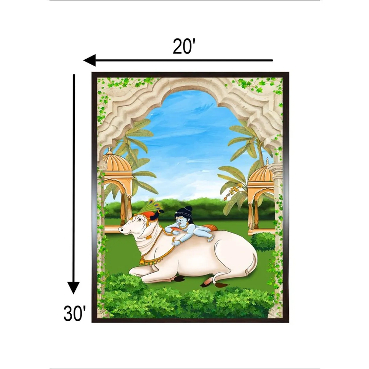 Framed Baby Krishna on Nandi painting with visible rectangular proportions