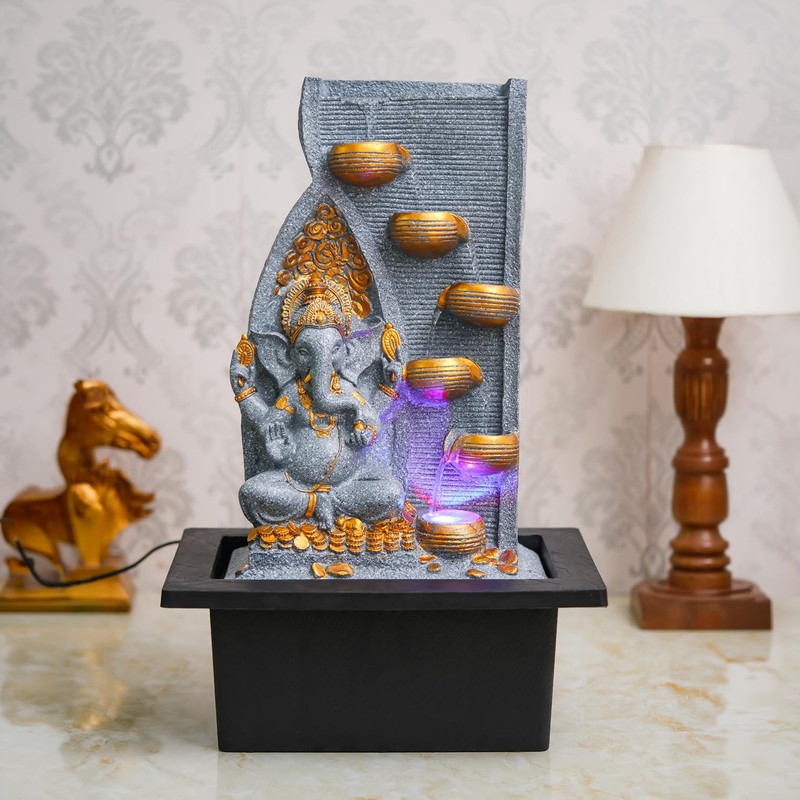 Lambodar Ganesha LED Fountain - Grey