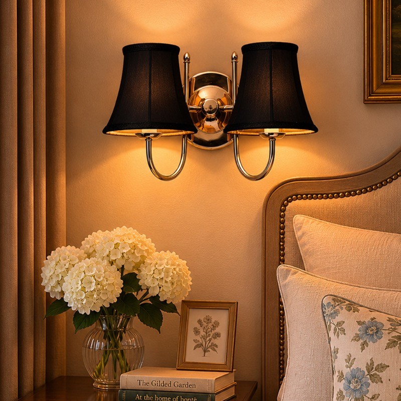 Veloria Twin Cotton Wall Lamp - Black