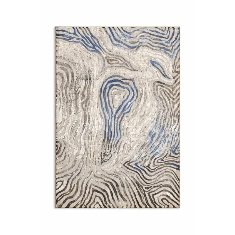 Flow Scape Velvet Carpet - Off White,Blue