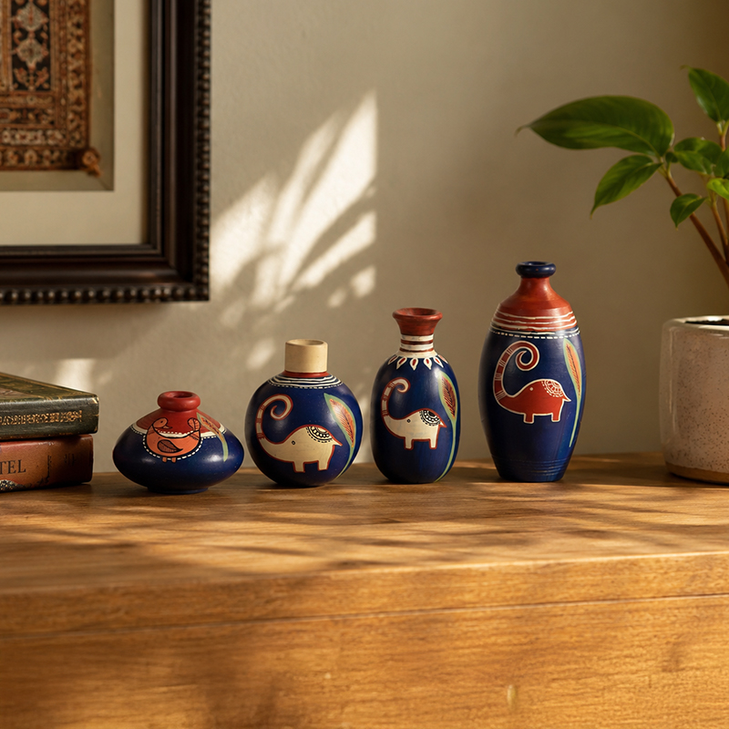 Enaya Ethnic Terracotta Vase - Four Piece Set