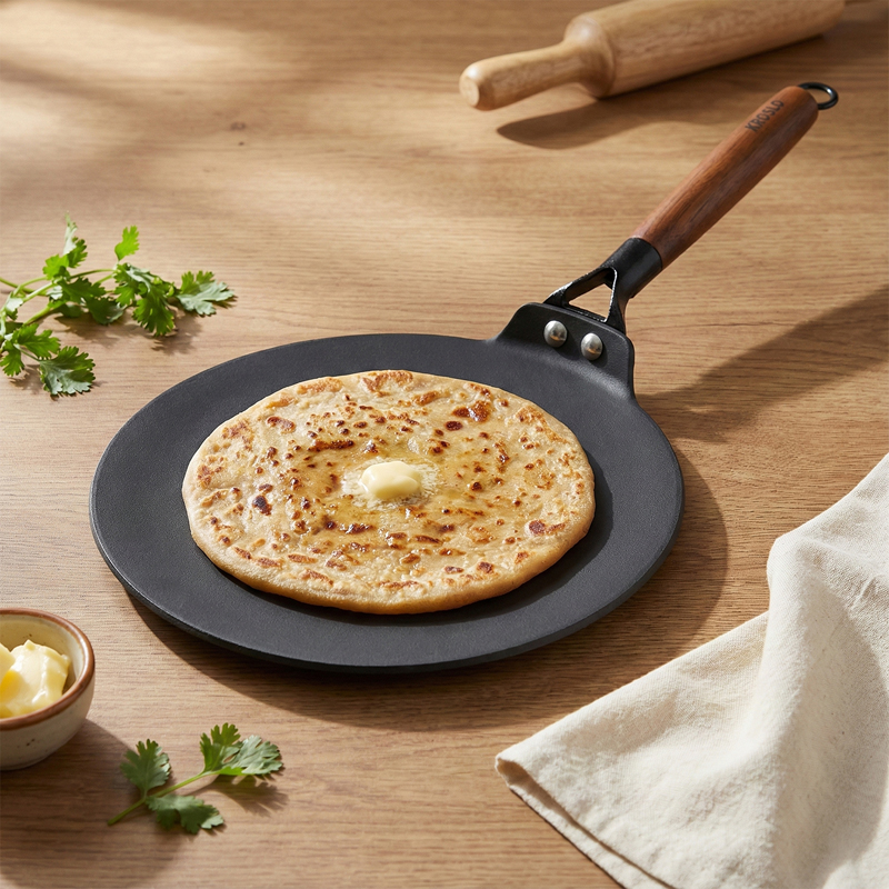 Kroslo Titanium Enamel Cast Iron Roti Tawa - 26 cm