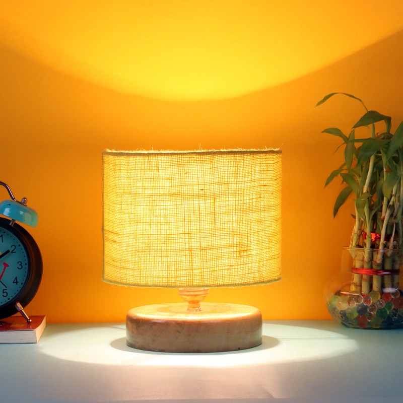 Verditer Wooden Table Lamp - Yellow