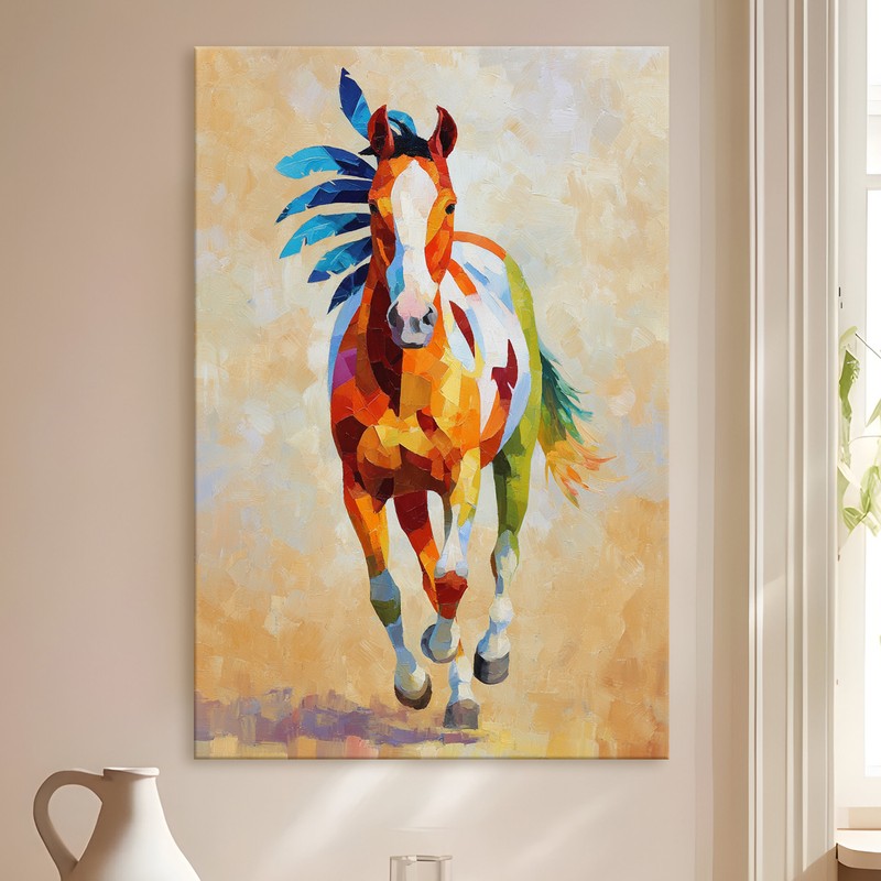 Painted Mustang Gallery Wrapped Canvas Wall Painting