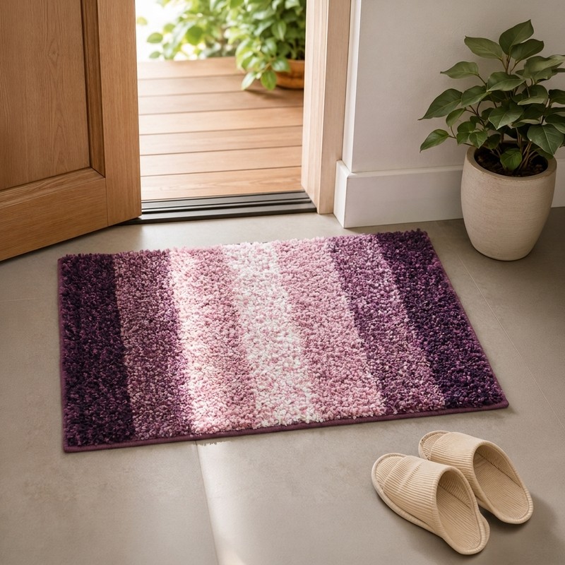 ComfortWeave Anti Skid Bath Mat - Purple & White - 50 x 70 cms