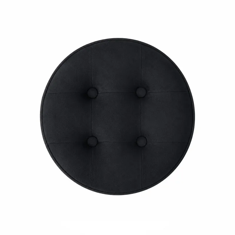 Top view of black round tufted stool seat