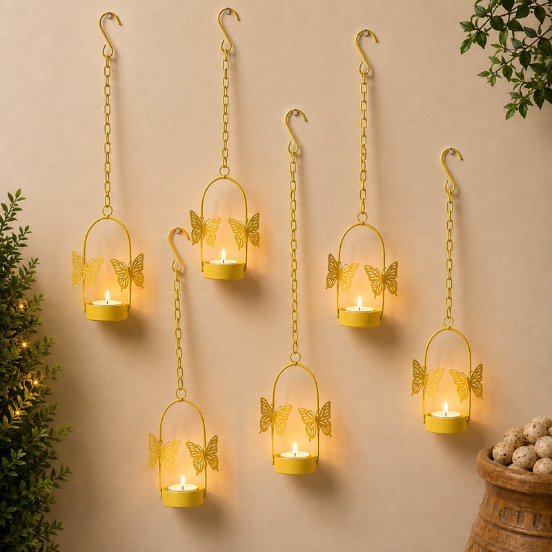 Flying Charm Tealight candle Holder (Yellow) - Set of Six