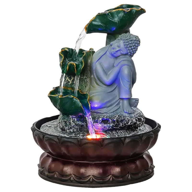 Buddha leaf LED fountain isolated on white background