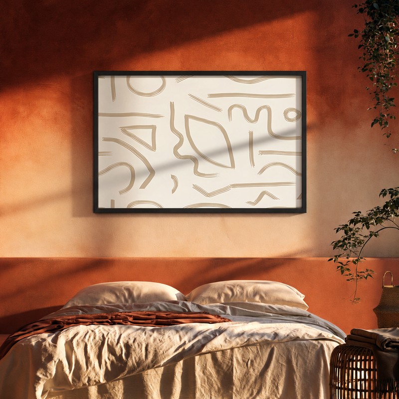 Modern Glyph Canvas Wall Painting With Frame