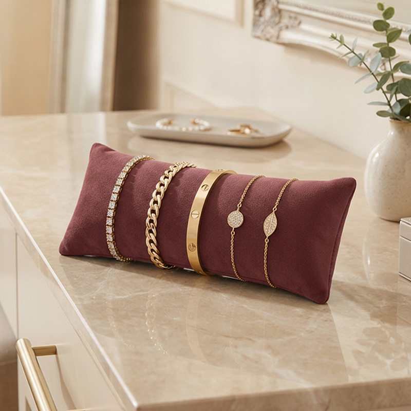 Graphite Luxe Velvet Jewellery Display Cushion - Maroon