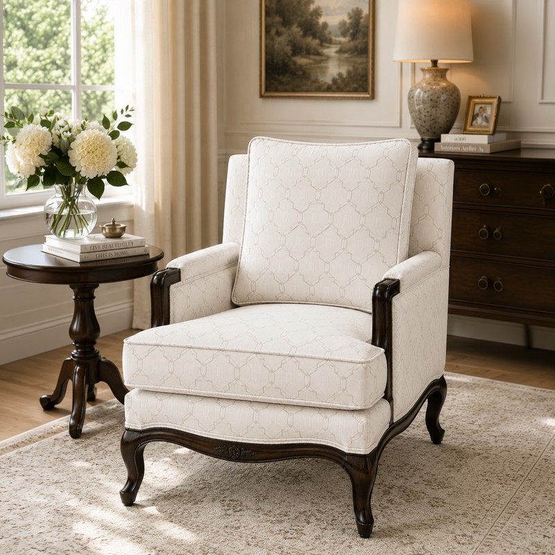 Sereno Accent Teak Wood & Faux Suede Lounge Chair