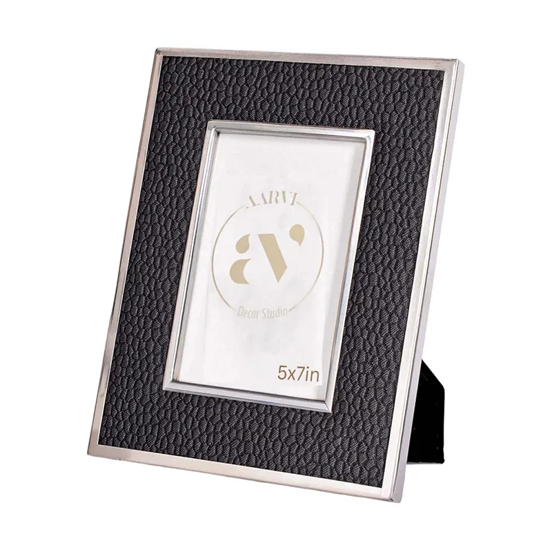 Side angled view of black rectangular tabletop photo frame