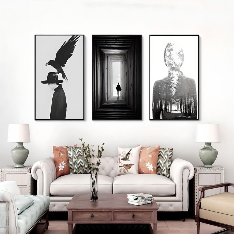 Enigmatic Souls Canvas Wall Painting - Set of Three - Small