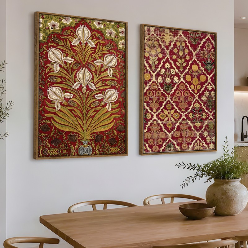 Persian Bloom Canvas Wall Paintings - Set of Two