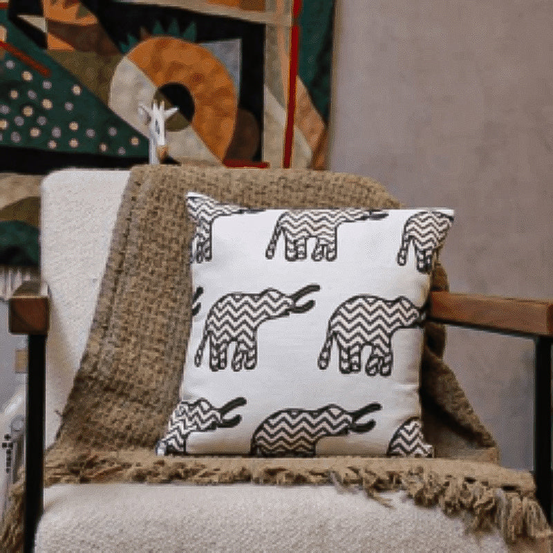 Plushie Trunks Tufted Cushion Cover - Black & White