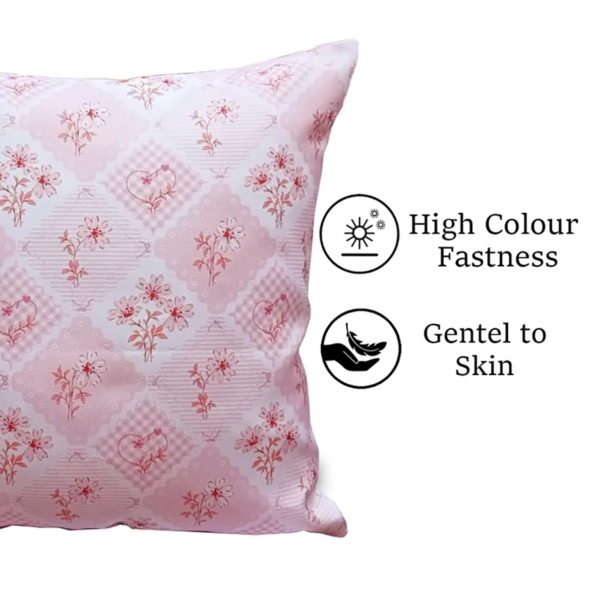 Close-up of a pastel floral cushion cover