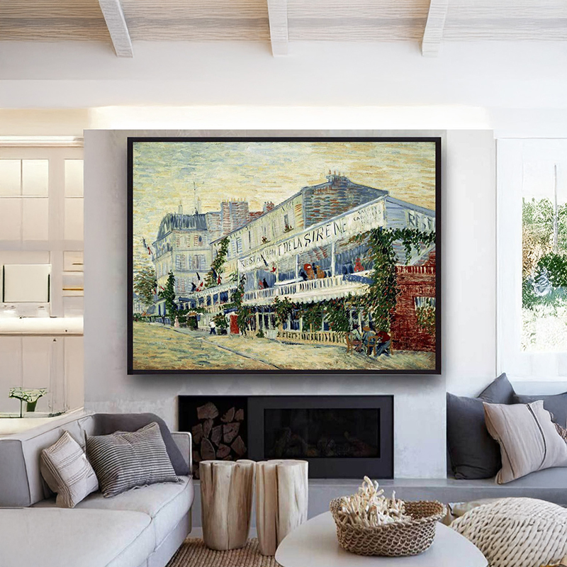Seaside Hotel Facade Canvas Wall Painting With Frame - Small