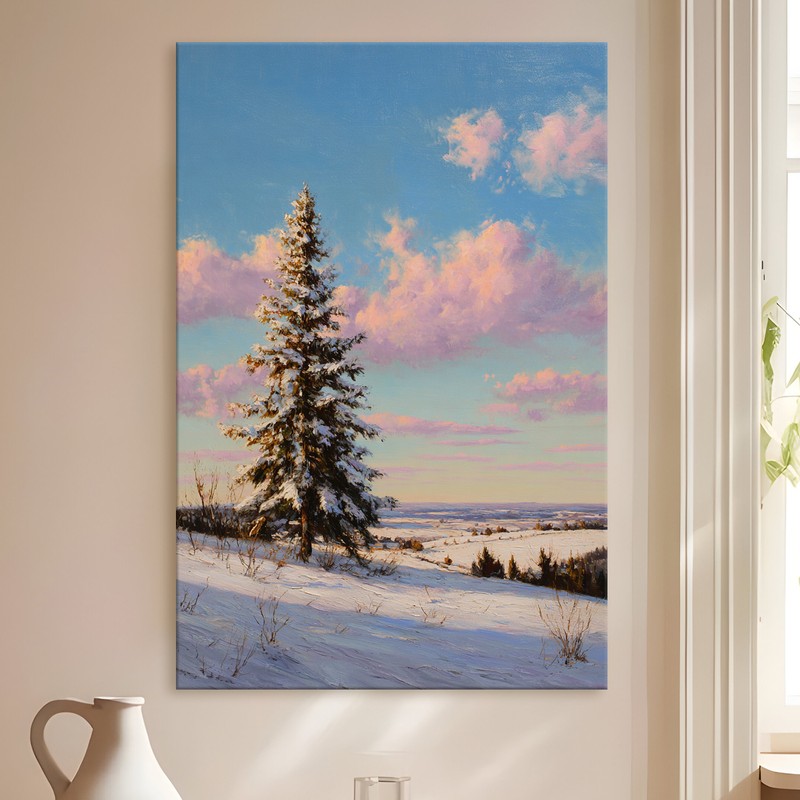 Snowy Pine Gallery Wrapped Canvas Wall Painting