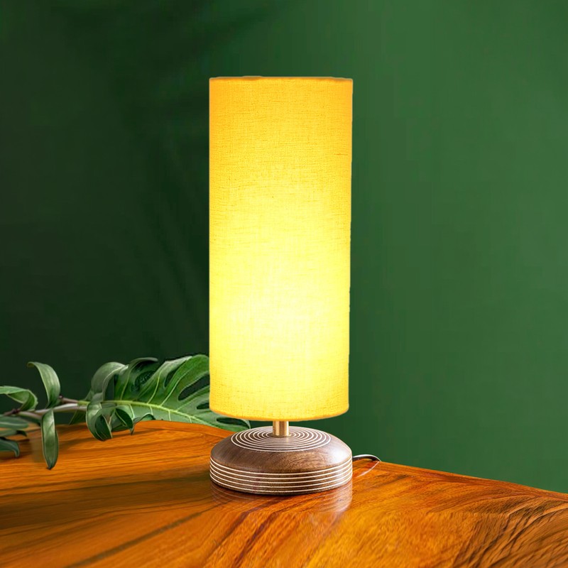 Savera Siera Fabric Table Lamp - Yellow,Brown