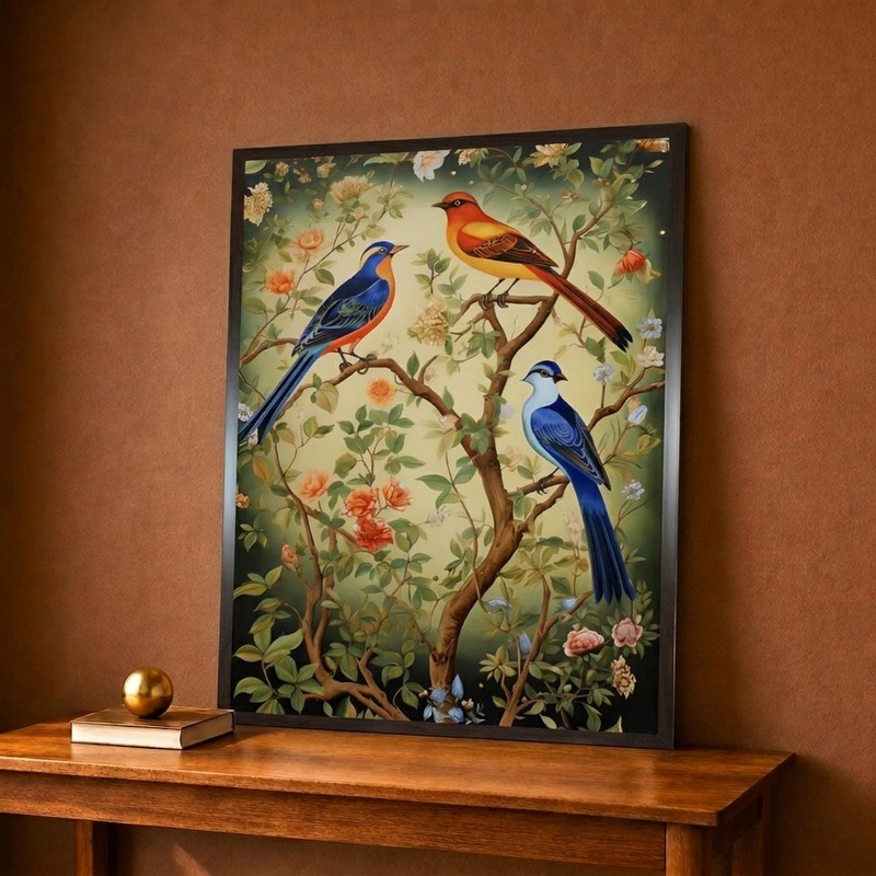 Exotic Songbirds Garden Canvas Wall Painting