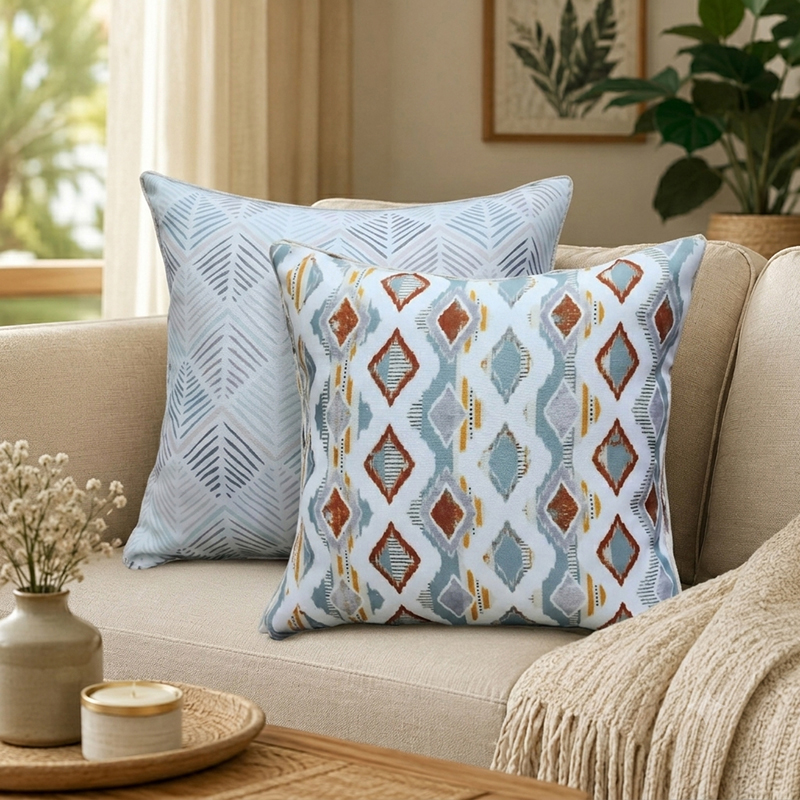 Chevron Arrow Printed Cushion Covers - Set of Two - 16 x 16 Inches
