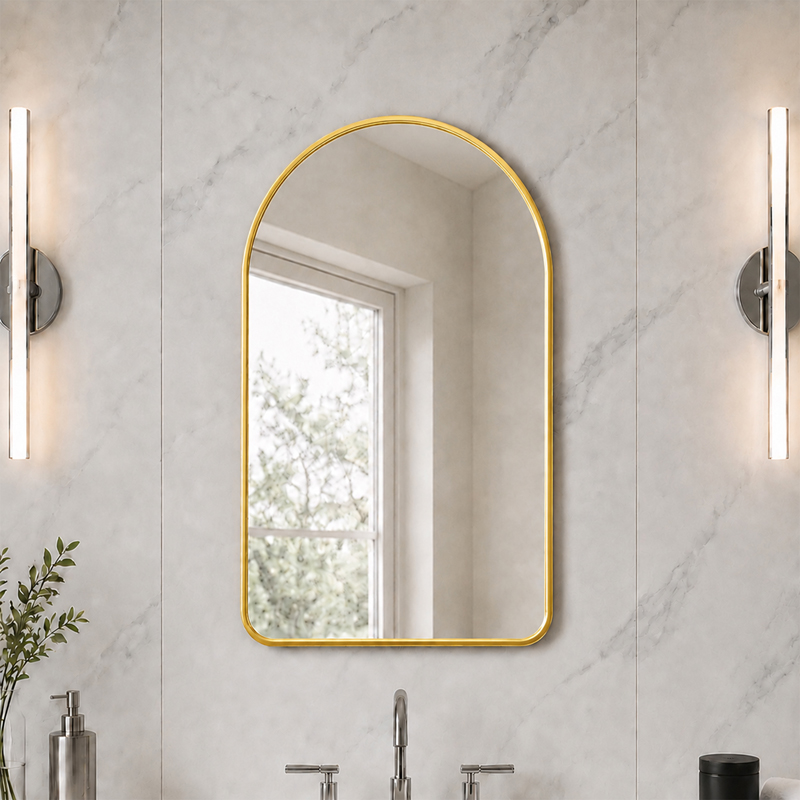 Arched Silhouette Wall Mirror - Gold