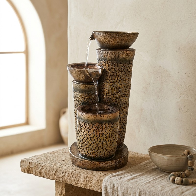 Serenity Cascade Water Fountain - Gold
