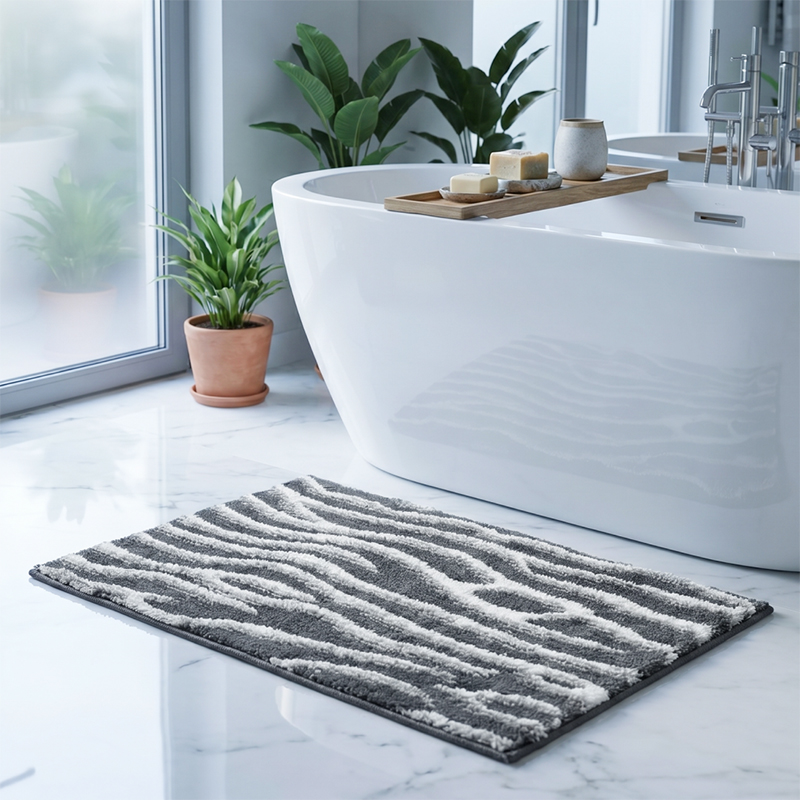 Zibra Strip Anti Skid Bath Mat - Black - 38 x 60 cm