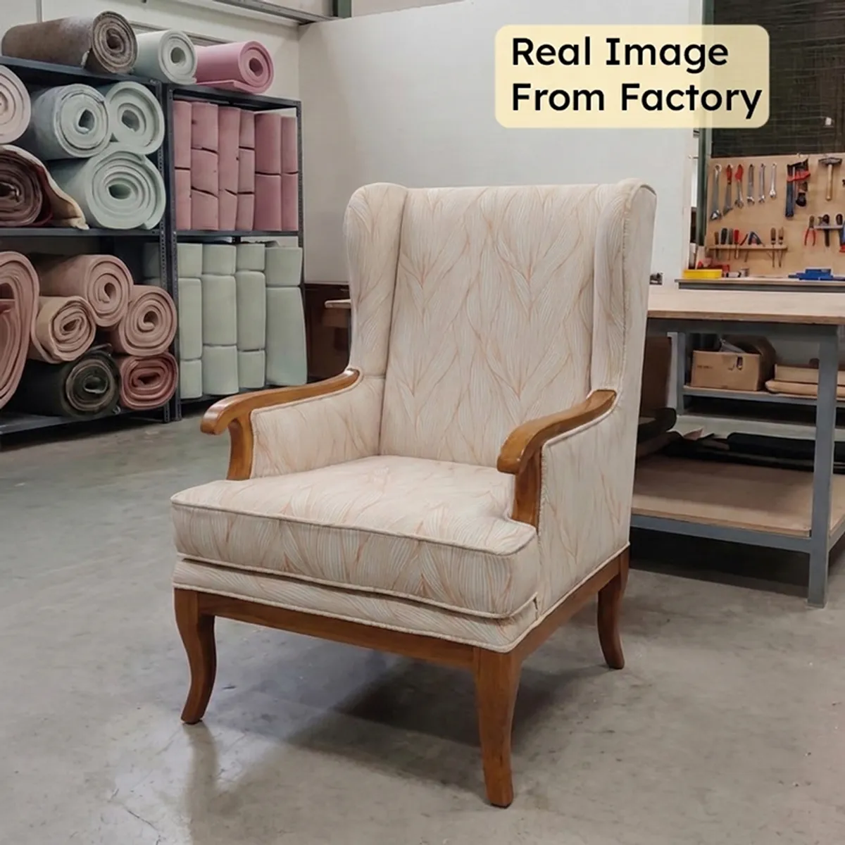 Linea Lounge Chair - Ivory & Brown
