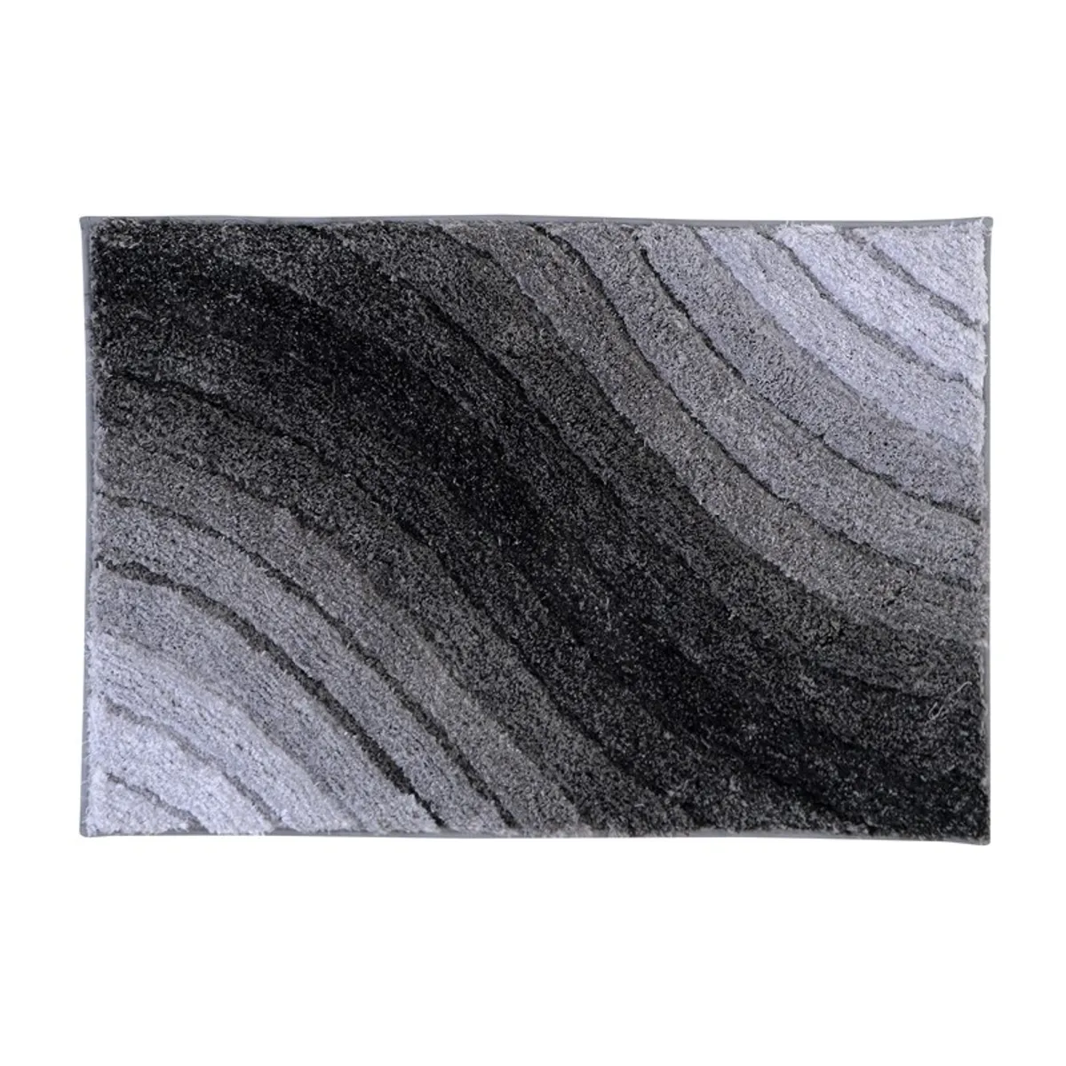Rectangular grey and black ombre bath mat shown against a white background