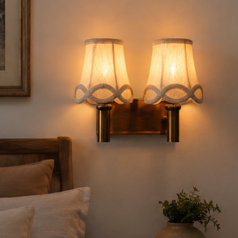 Noirvine Twin Cotton Wall Lamp - White
