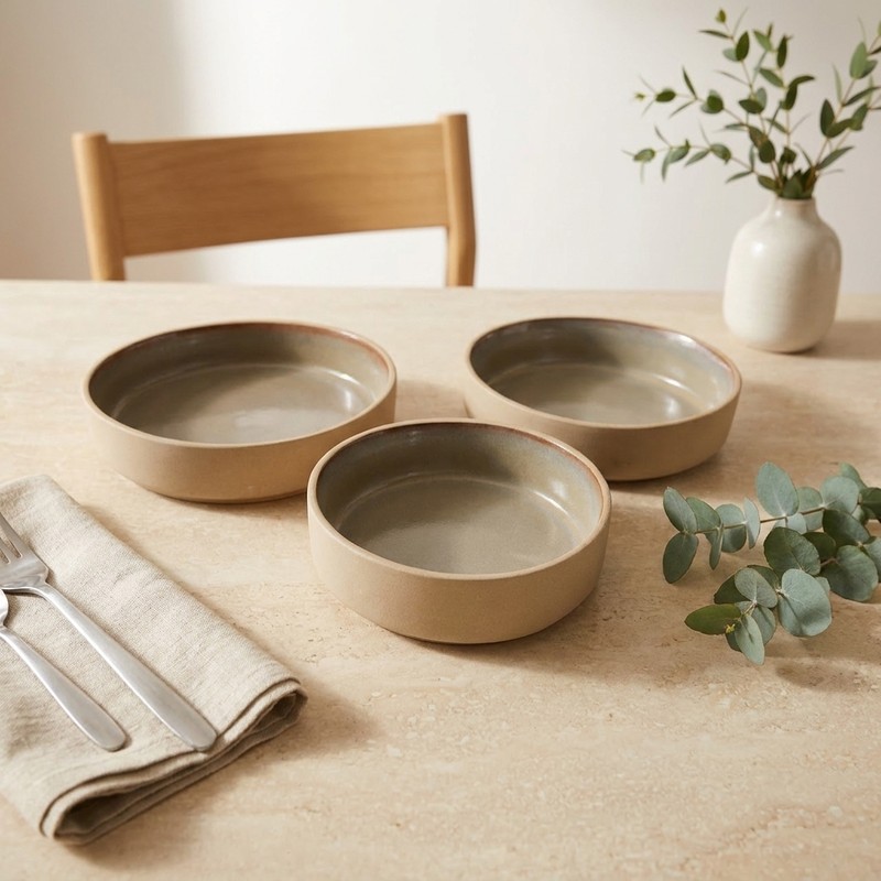 Nature's Bowl Ceramic Salad Bowls (700 mL/550 mL/500 mL) - Set of Three - Bundles