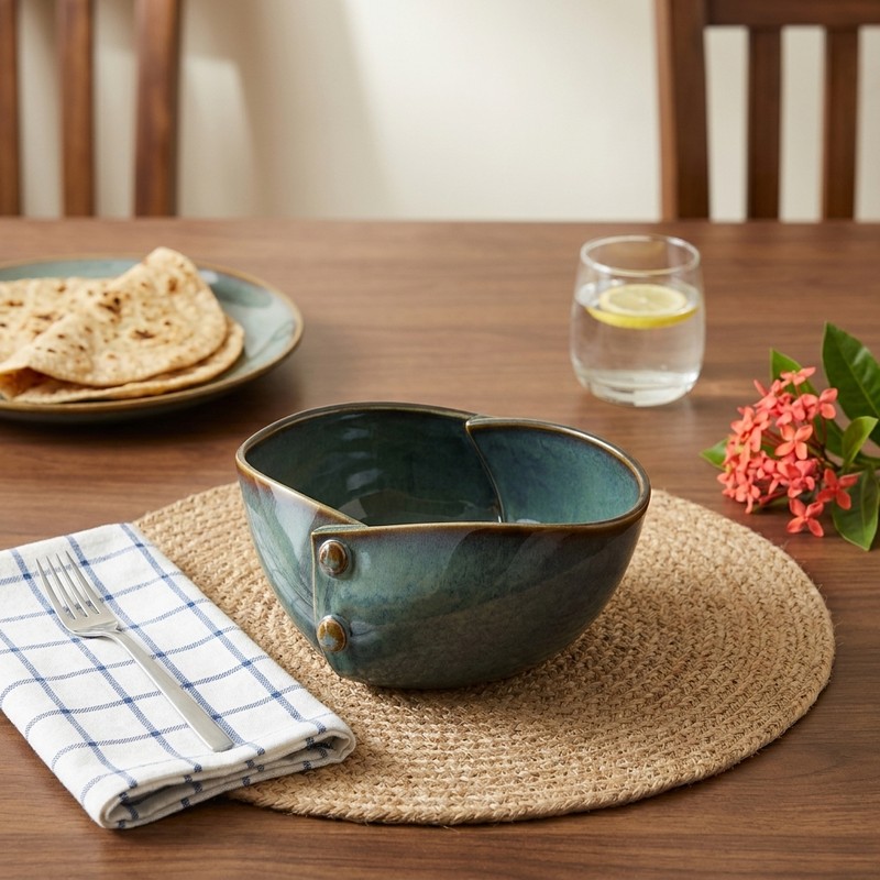 Dine & Delight Ceramic Serving Bowl (Green) - 900 mL - 900 mL