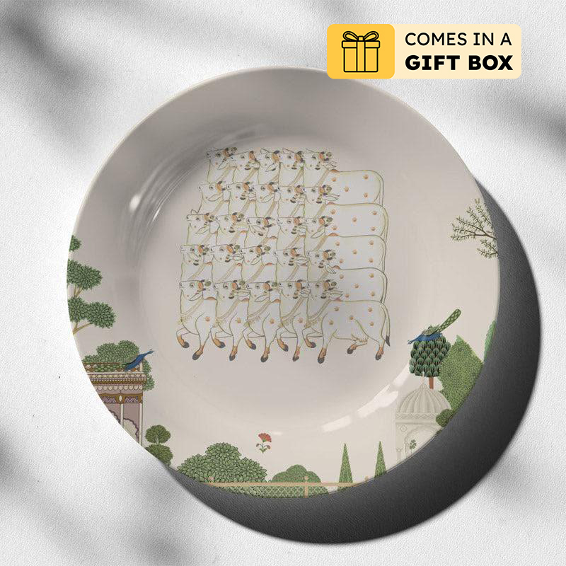 Pichwai Edit Wall Plate - White - Medium