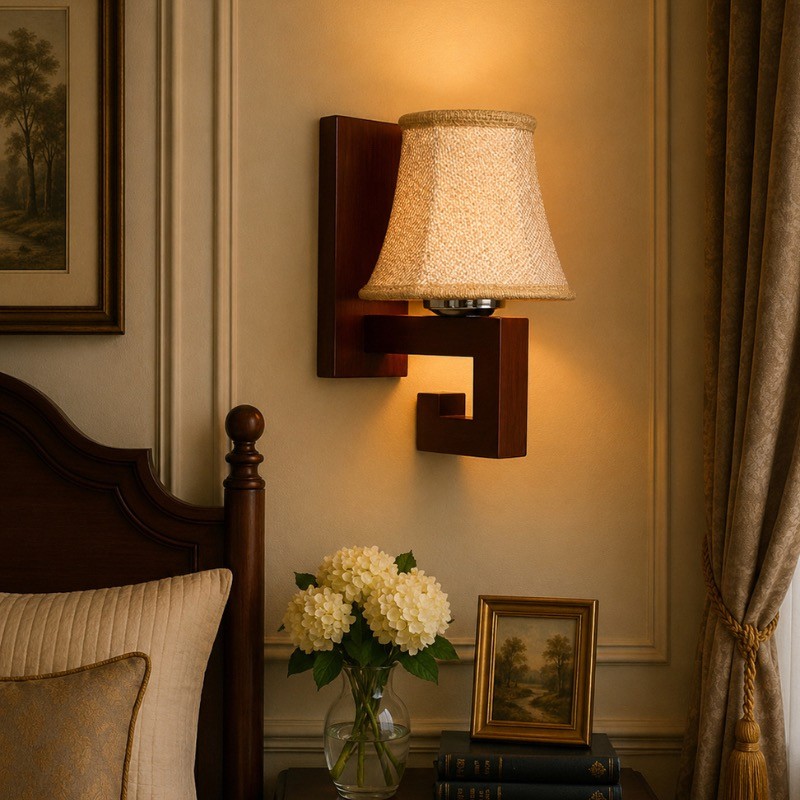 Walnut Ember Jute Wall Lamp - Beige