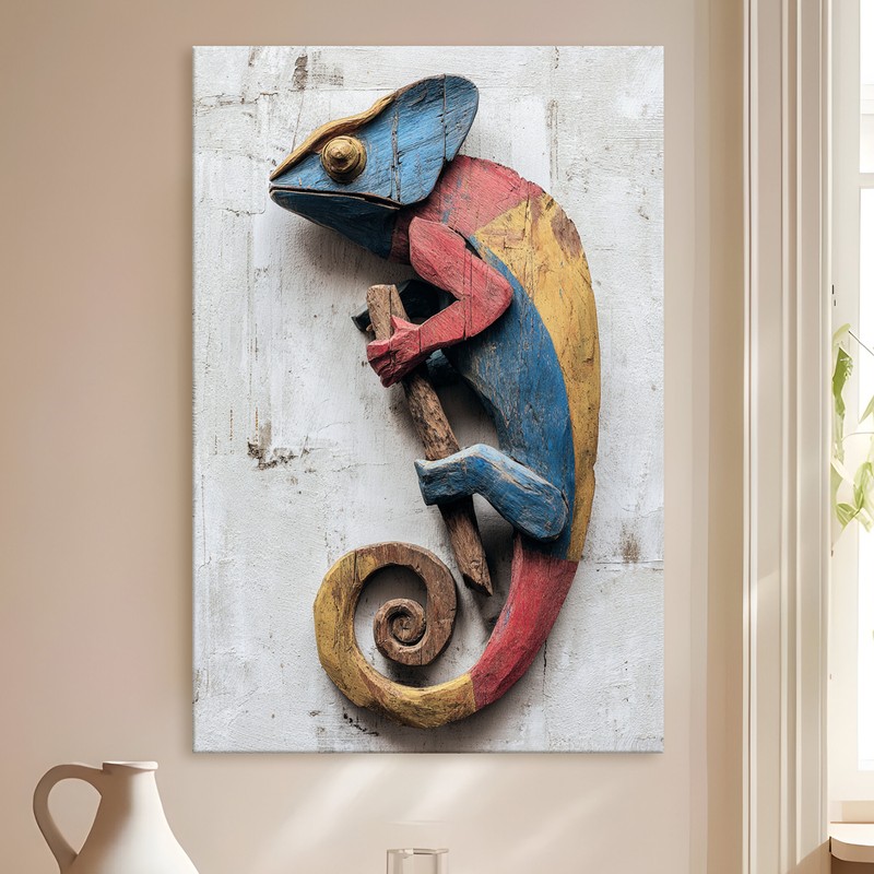 Prismatic Chameleon Gallery Wrapped Canvas Wall Painting