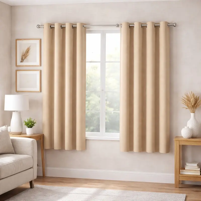 Form Fit Velvet Curtain (Beige) - Set of Two