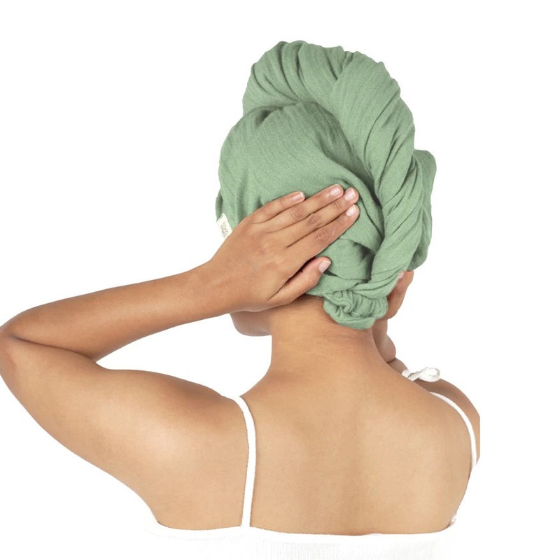 Banana Double Cloth Hair Towel (Sage Green/330 GSM) - EXTRA LONG