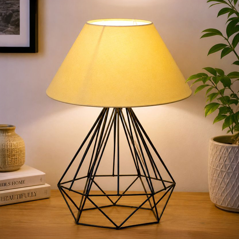 Diamond Dust Black Fabric Table Lamp - Yellow,Black