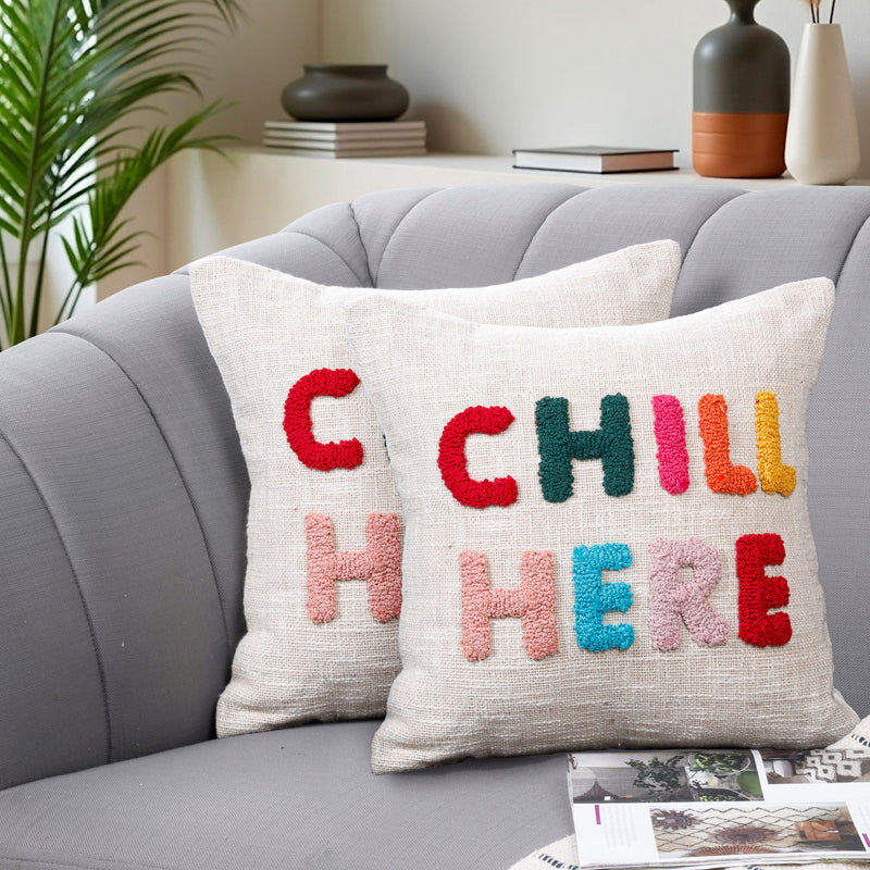 Chill Here Tufted Cushion Cover Set - Set Of Two