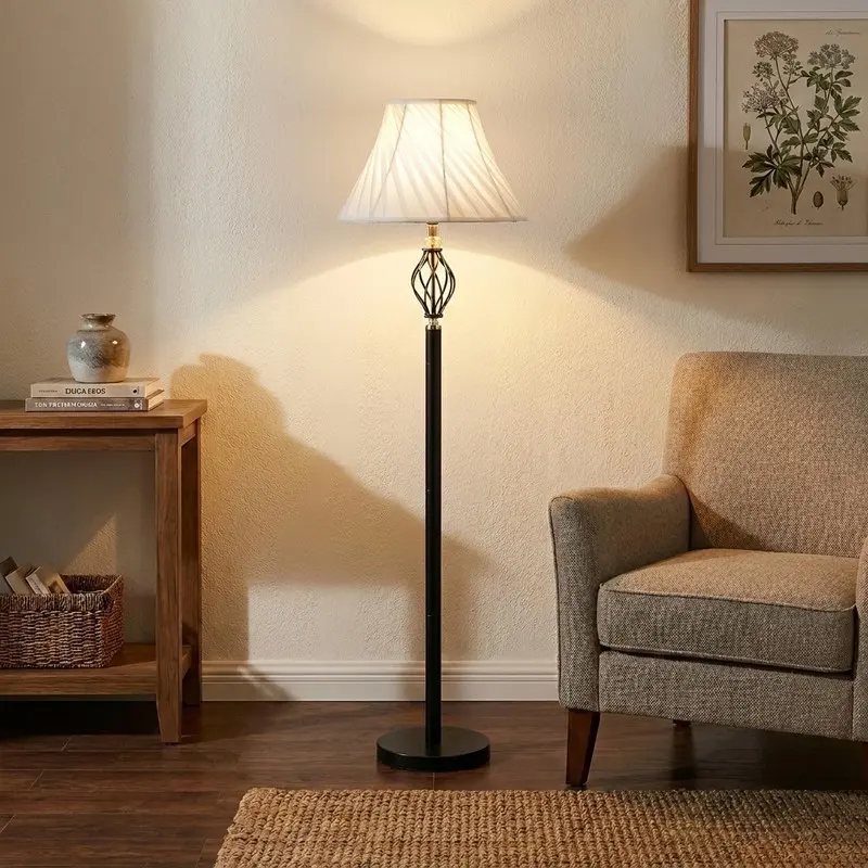 Spiral Pleat Cotton Floor Lamp