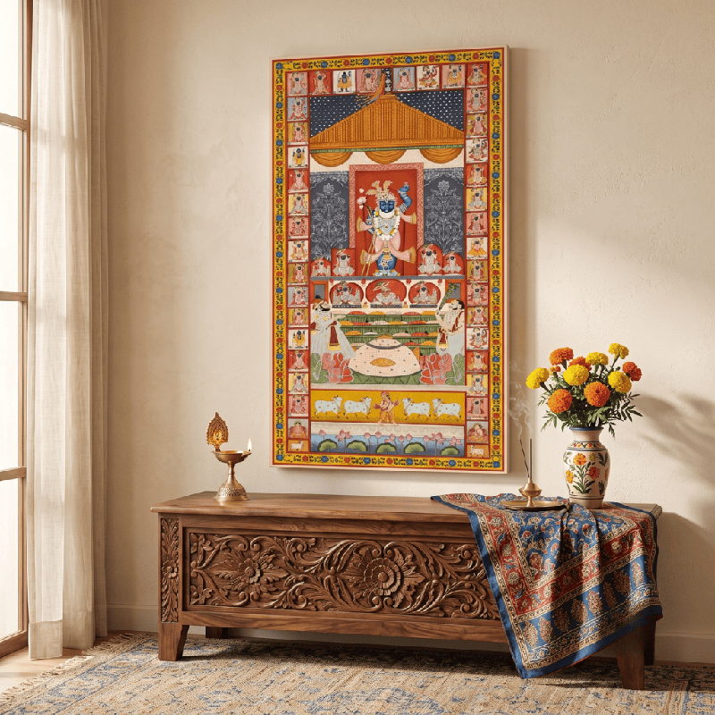 Shrinathji Darshan Canvas Wall Painting - Small