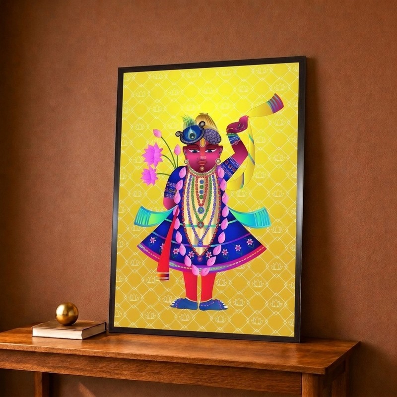 Shrinathji Lotus Divine Canvas Wall Painting